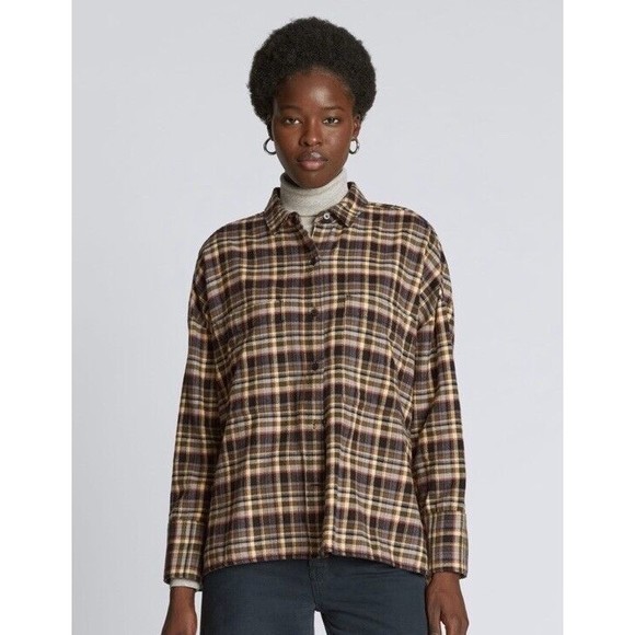 Everlane Tops - NWT Everlane Button Down Brown Plaid Boxy Flannel Size XS